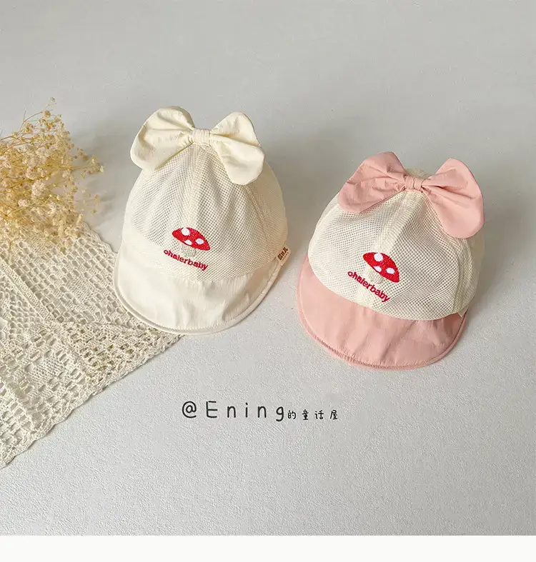 Baby Hat Pink Bow Sun Protection Hat — feature 11