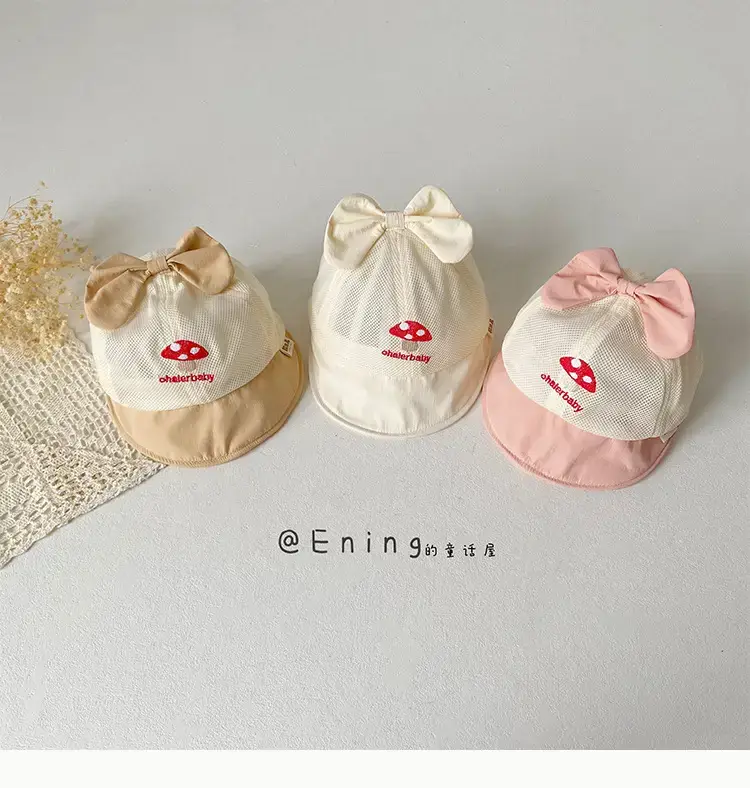 Baby Hat Pink Bow Sun Protection Hat — feature 12