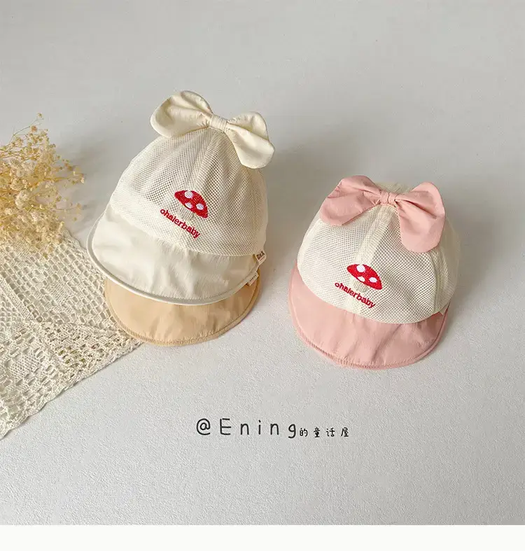 Baby Hat Pink Bow Sun Protection Hat — feature 13