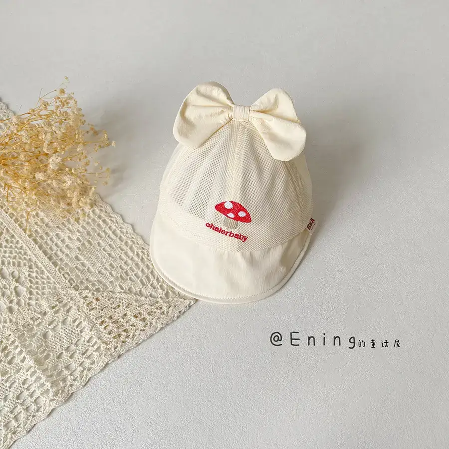 Baby Hat Pink Bow Sun Protection Hat - Image 3