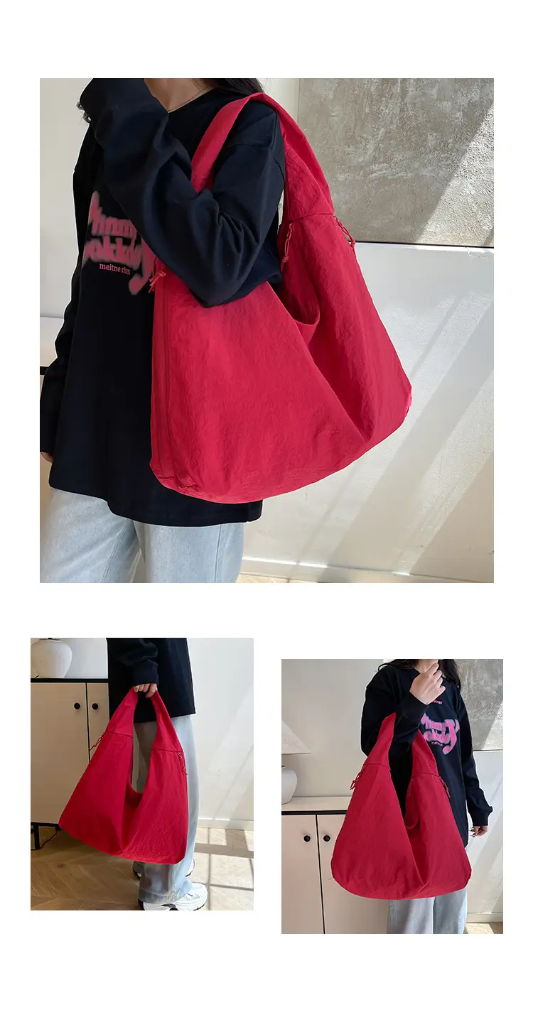 Women Large Red Canvas Tote Bag — feature 12