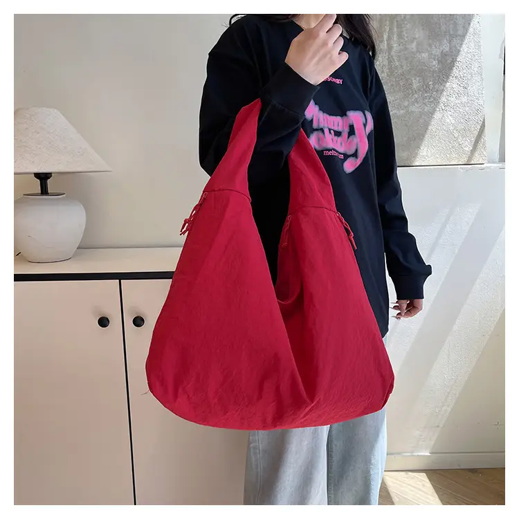 Women Large Red Canvas Tote Bag — feature 16