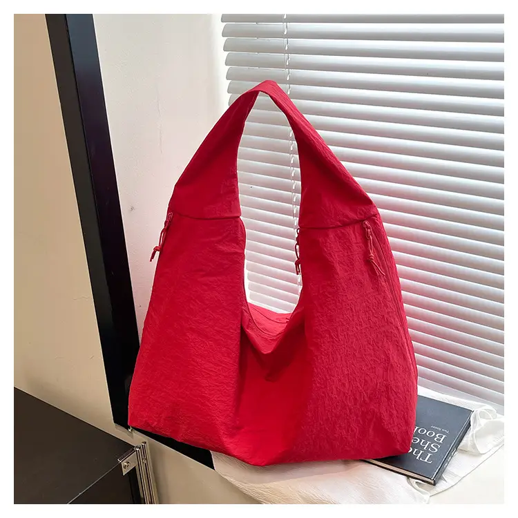 Women Large Red Canvas Tote Bag — feature 26