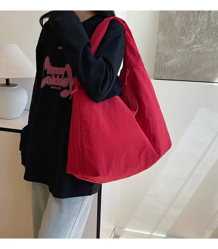 Women Large Red Canvas Tote Bag — feature 3