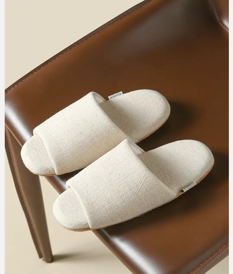 Spring and Summer Open-Toe Unisex Indoor Home Use Silent Breathable Non-Slip Wooden Floor Maternity Soft-Soled Cotton Slippers — feature 11