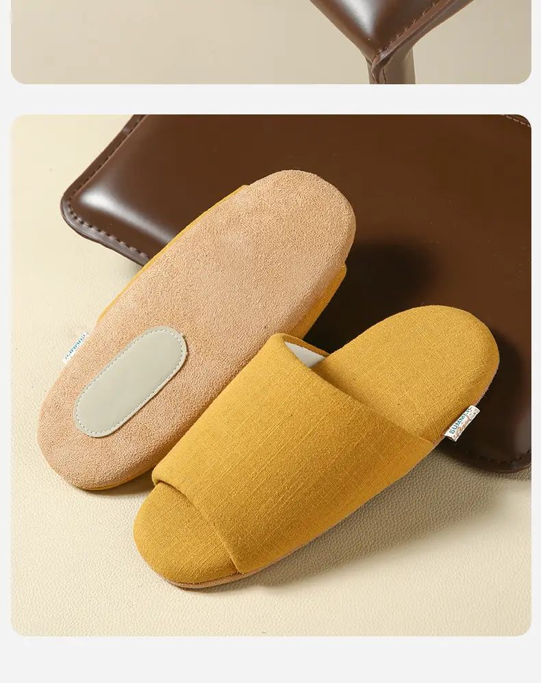 Spring and Summer Open-Toe Unisex Indoor Home Use Silent Breathable Non-Slip Wooden Floor Maternity Soft-Soled Cotton Slippers — feature 12