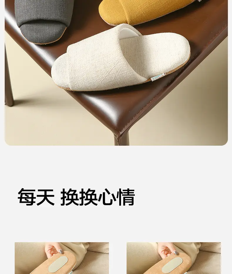 Spring and Summer Open-Toe Unisex Indoor Home Use Silent Breathable Non-Slip Wooden Floor Maternity Soft-Soled Cotton Slippers — feature 14