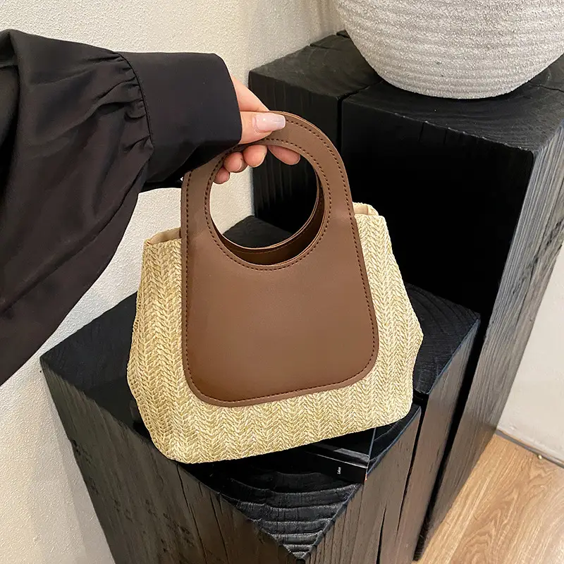 Spliced Straw Bag Large Capacity Shoulder Tote Wholesale — feature 28