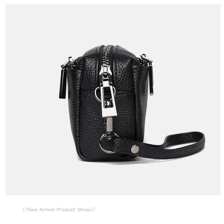 Black Retro Crossbody Bag for Women with Zip & Strap — feature 14