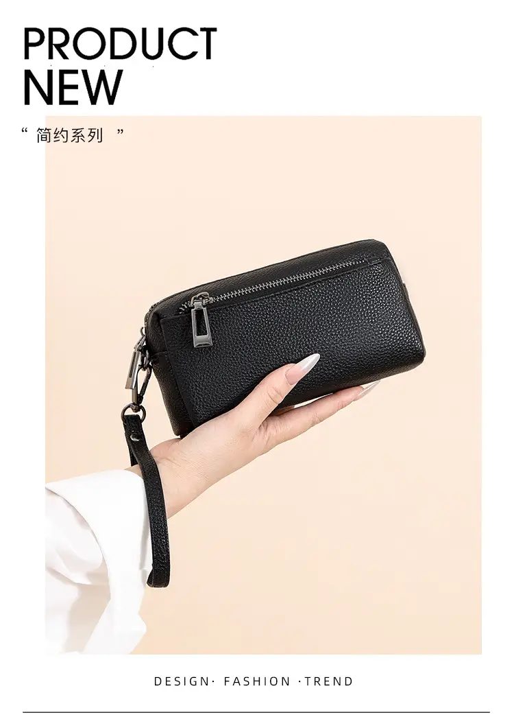 Black Retro Crossbody Bag for Women with Zip & Strap — feature 2