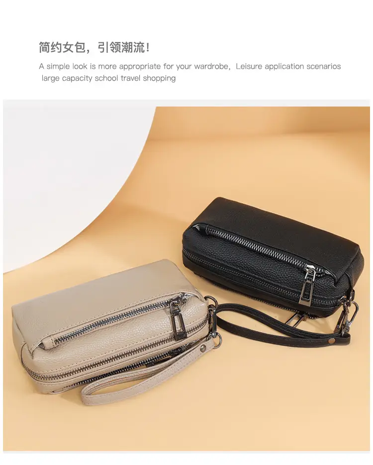 Black Retro Crossbody Bag for Women with Zip & Strap — feature 3