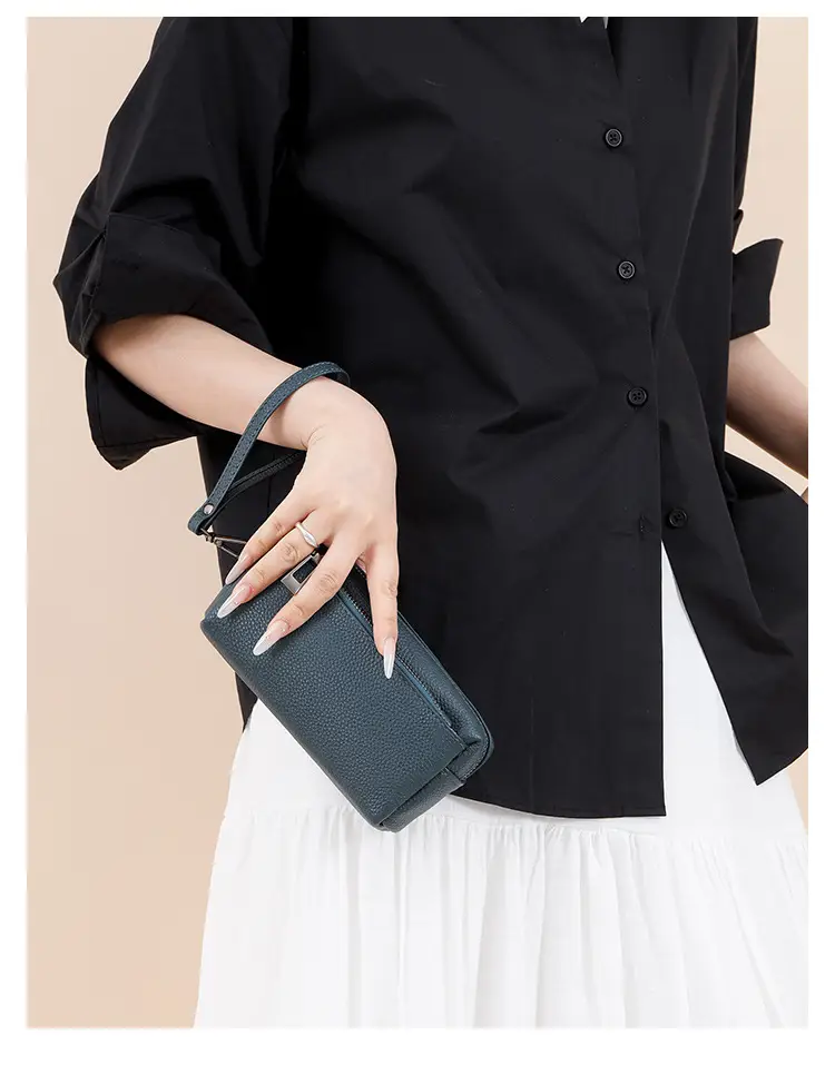 Black Retro Crossbody Bag for Women with Zip & Strap — feature 30
