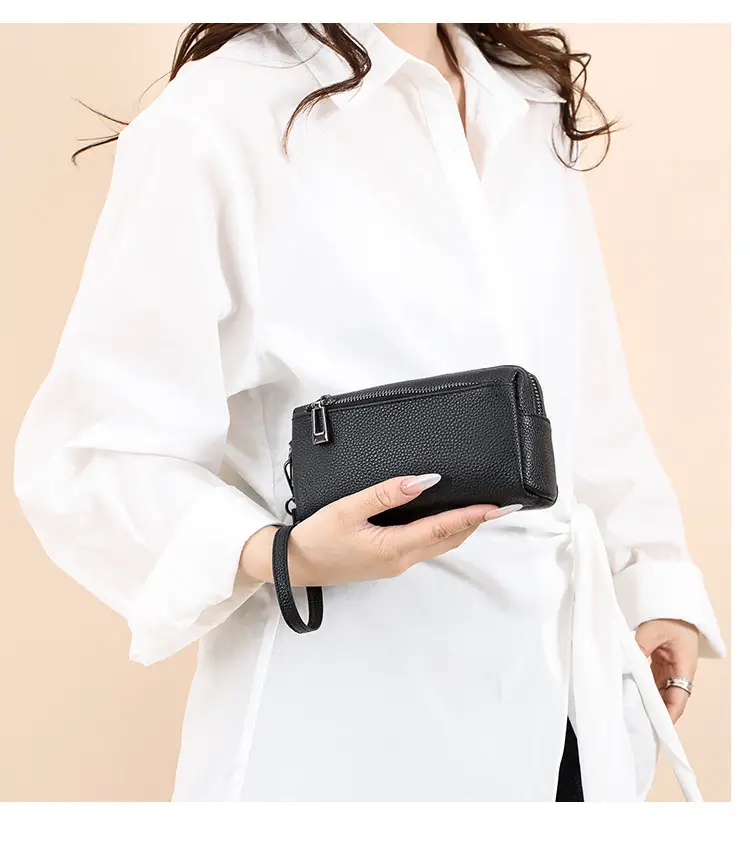 Black Retro Crossbody Bag for Women with Zip & Strap — feature 34