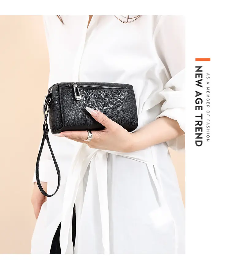 Black Retro Crossbody Bag for Women with Zip & Strap — feature 35