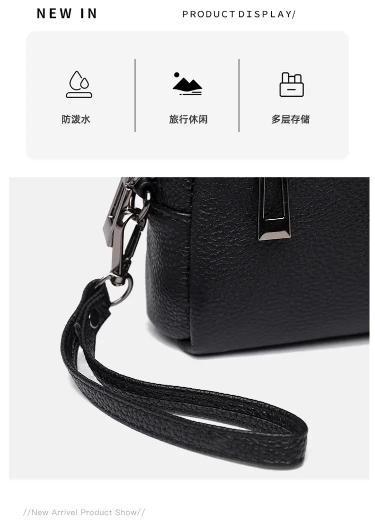 Black Retro Crossbody Bag for Women with Zip & Strap — feature 39