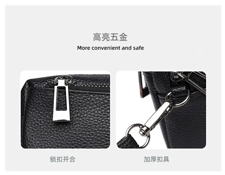 Black Retro Crossbody Bag for Women with Zip & Strap — feature 8