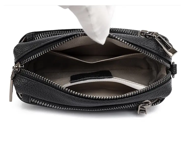 Black Retro Crossbody Bag for Women with Zip & Strap — feature 9