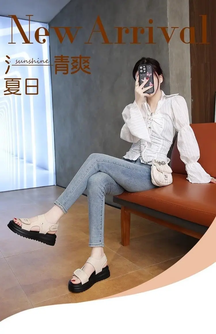 Women Velvet Roman Sandals Thick Black Soles Summer 2025 — feature 1
