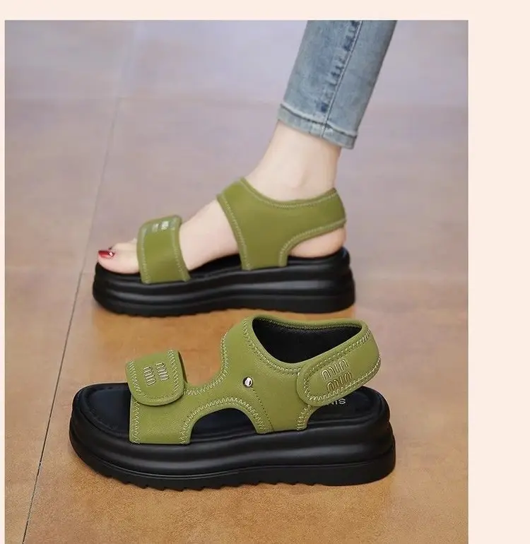 Women Velvet Roman Sandals Thick Black Soles Summer 2025 — feature 10