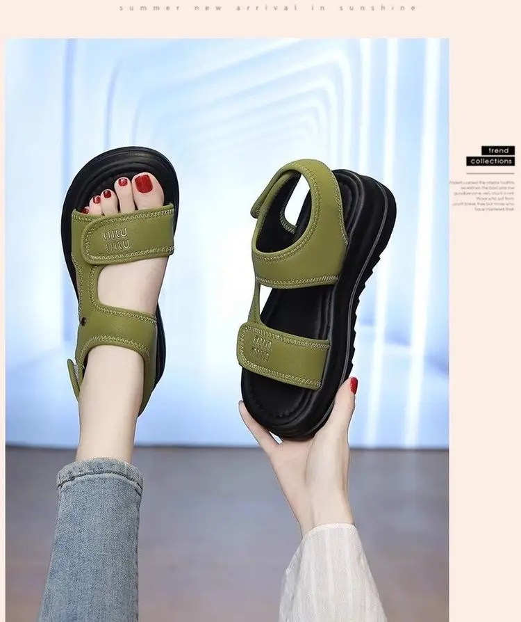 Women Velvet Roman Sandals Thick Black Soles Summer 2025 — feature 11