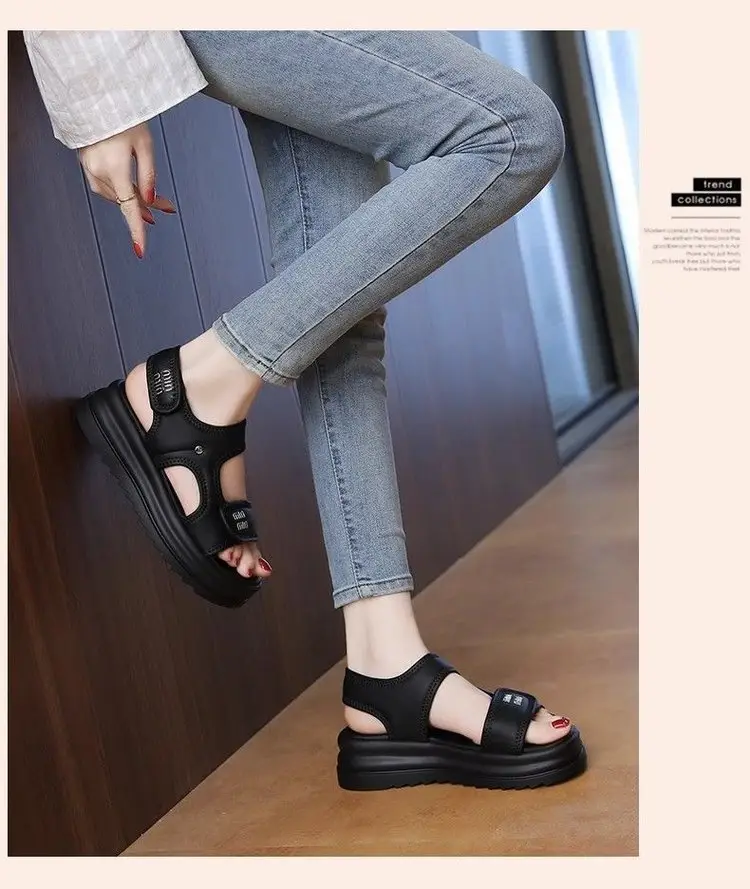 Women Velvet Roman Sandals Thick Black Soles Summer 2025 — feature 13