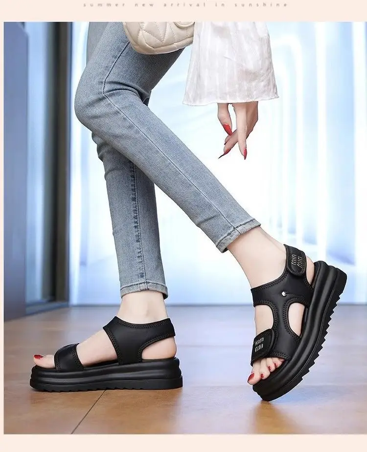 Women Velvet Roman Sandals Thick Black Soles Summer 2025 — feature 14