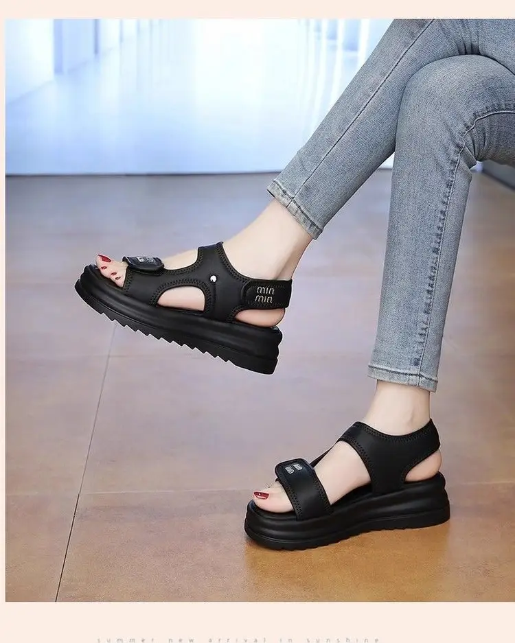 Women Velvet Roman Sandals Thick Black Soles Summer 2025 — feature 15