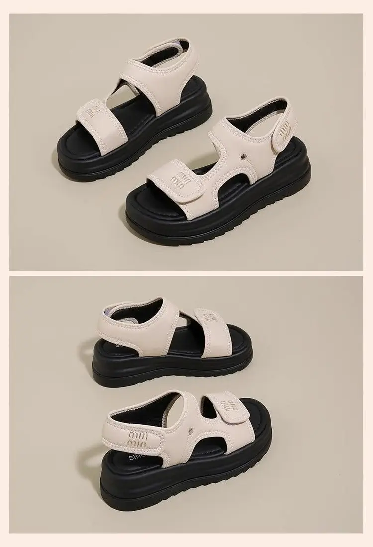 Women Velvet Roman Sandals Thick Black Soles Summer 2025 — feature 16