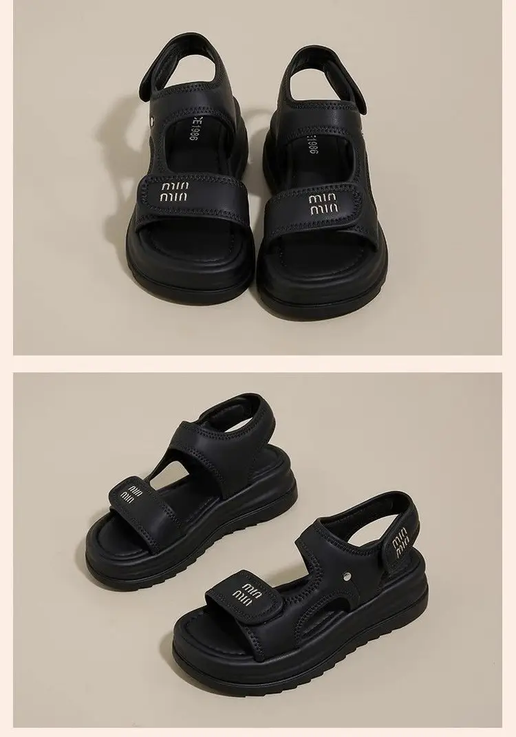 Women Velvet Roman Sandals Thick Black Soles Summer 2025 — feature 18