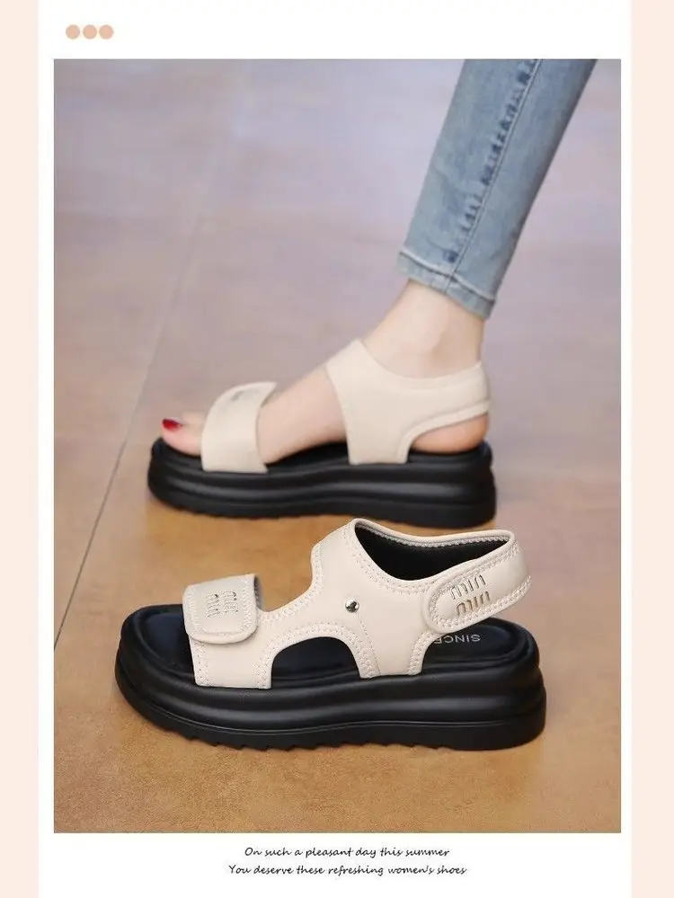 Women Velvet Roman Sandals Thick Black Soles Summer 2025 — feature 6