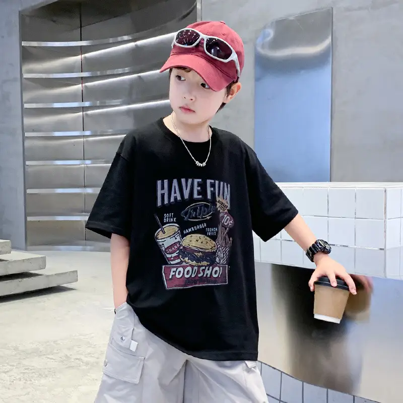Summer Boys T-Shirt Shorts Set White Tooling Shorts