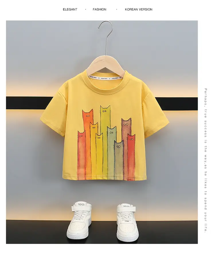 Boys T-Shirt with Colorful Cat Print 2-Piece Set — feature 12