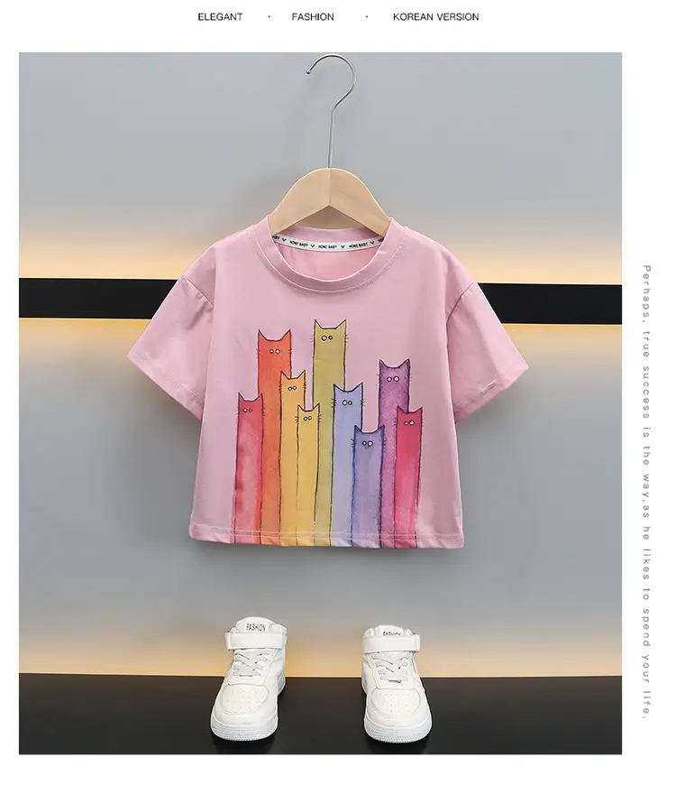 Boys T-Shirt with Colorful Cat Print 2-Piece Set — feature 16