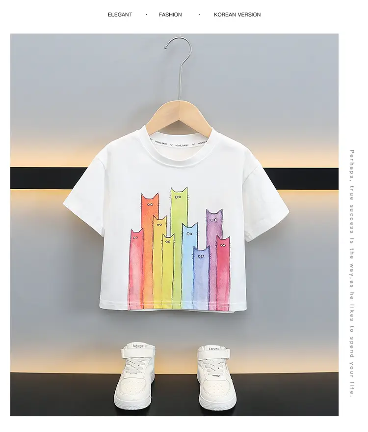 Boys T-Shirt with Colorful Cat Print 2-Piece Set — feature 20