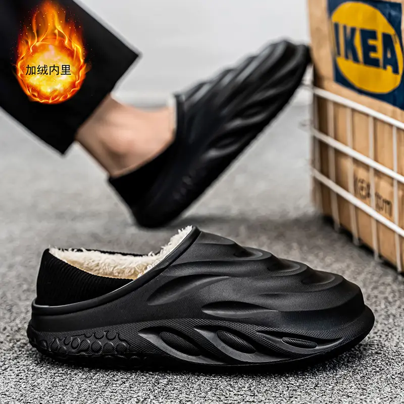 Men's Cotton Slippers for Home, Fashionable and Suitable for Outdoor Wear, Waterproof Cotton Shoes with Heel, Winter Fleece-Lined Warm Couple Indoor Slippers - Image 5