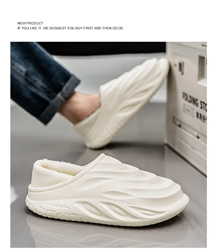 Men's Cotton Slippers for Home, Fashionable and Suitable for Outdoor Wear, Waterproof Cotton Shoes with Heel, Winter Fleece-Lined Warm Couple Indoor Slippers — feature 11