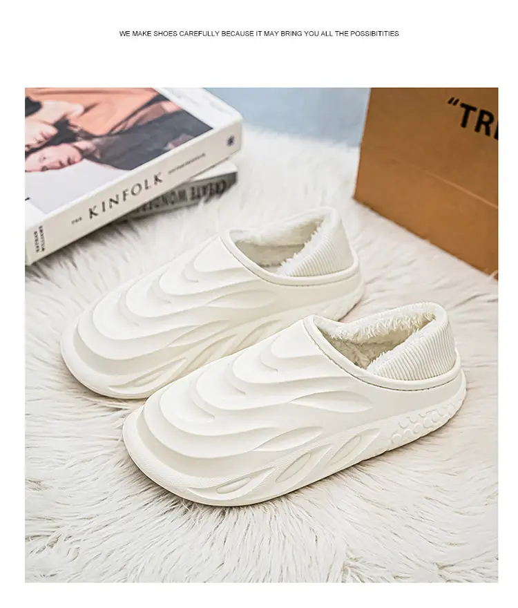 Men's Cotton Slippers for Home, Fashionable and Suitable for Outdoor Wear, Waterproof Cotton Shoes with Heel, Winter Fleece-Lined Warm Couple Indoor Slippers — feature 12