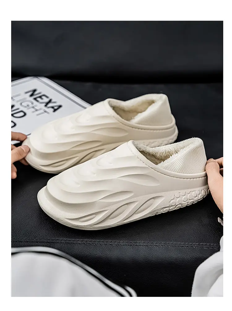 Men's Cotton Slippers for Home, Fashionable and Suitable for Outdoor Wear, Waterproof Cotton Shoes with Heel, Winter Fleece-Lined Warm Couple Indoor Slippers — feature 13