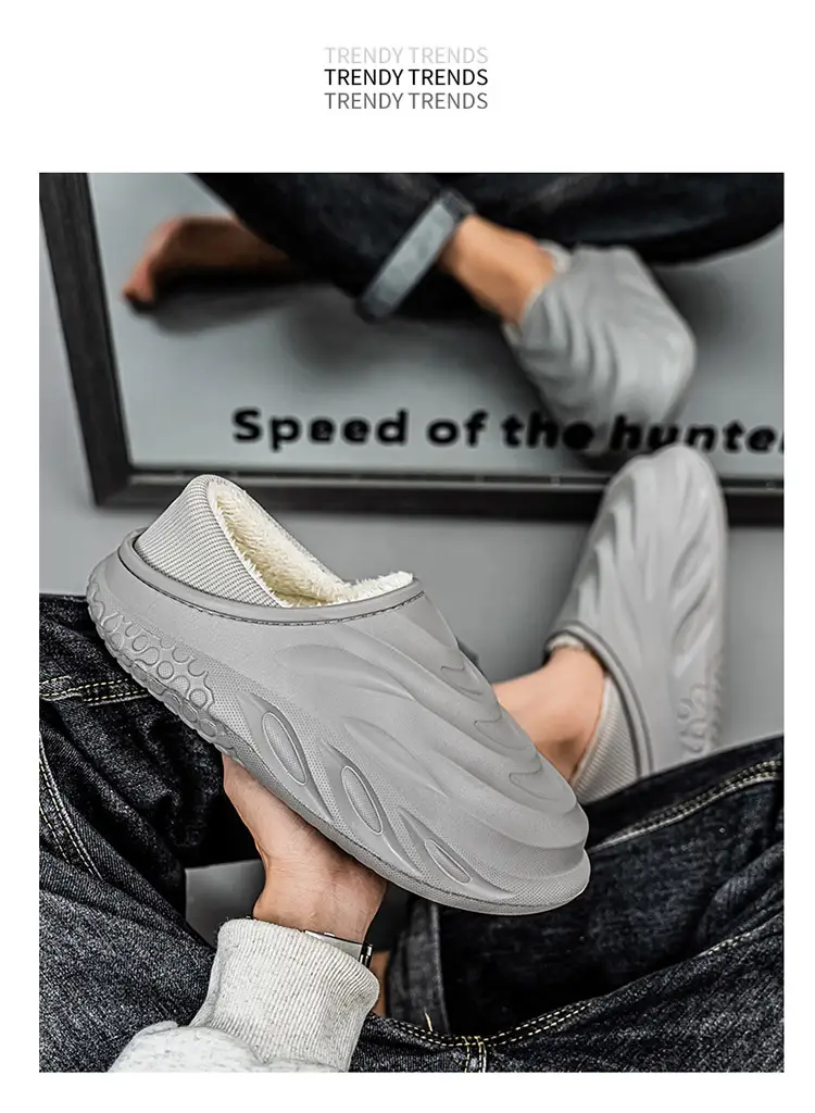 Men's Cotton Slippers for Home, Fashionable and Suitable for Outdoor Wear, Waterproof Cotton Shoes with Heel, Winter Fleece-Lined Warm Couple Indoor Slippers — feature 16