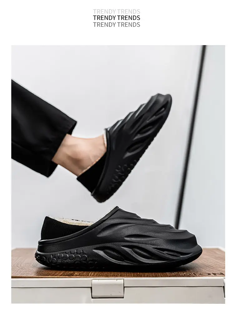 Men's Cotton Slippers for Home, Fashionable and Suitable for Outdoor Wear, Waterproof Cotton Shoes with Heel, Winter Fleece-Lined Warm Couple Indoor Slippers — feature 22