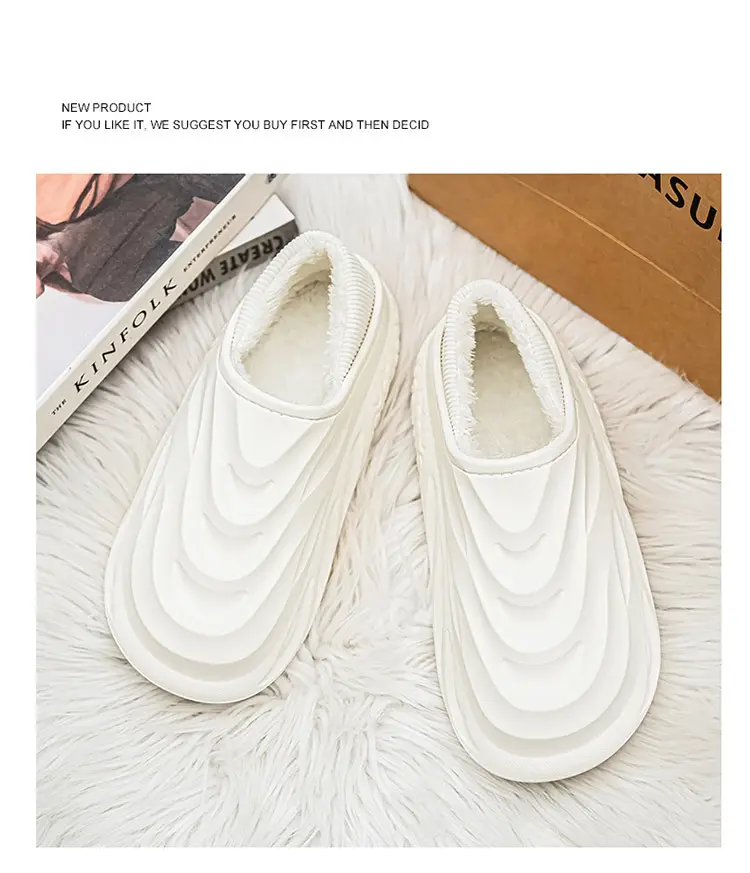 Men's Cotton Slippers for Home, Fashionable and Suitable for Outdoor Wear, Waterproof Cotton Shoes with Heel, Winter Fleece-Lined Warm Couple Indoor Slippers — feature 9