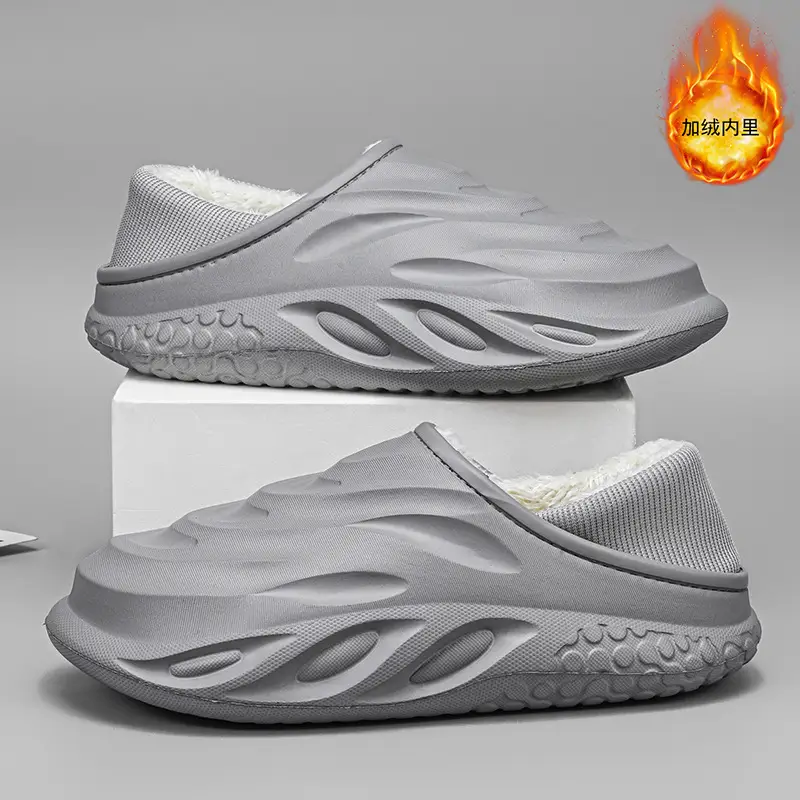 Men's Cotton Slippers for Home, Fashionable and Suitable for Outdoor Wear, Waterproof Cotton Shoes with Heel, Winter Fleece-Lined Warm Couple Indoor Slippers - Image 3