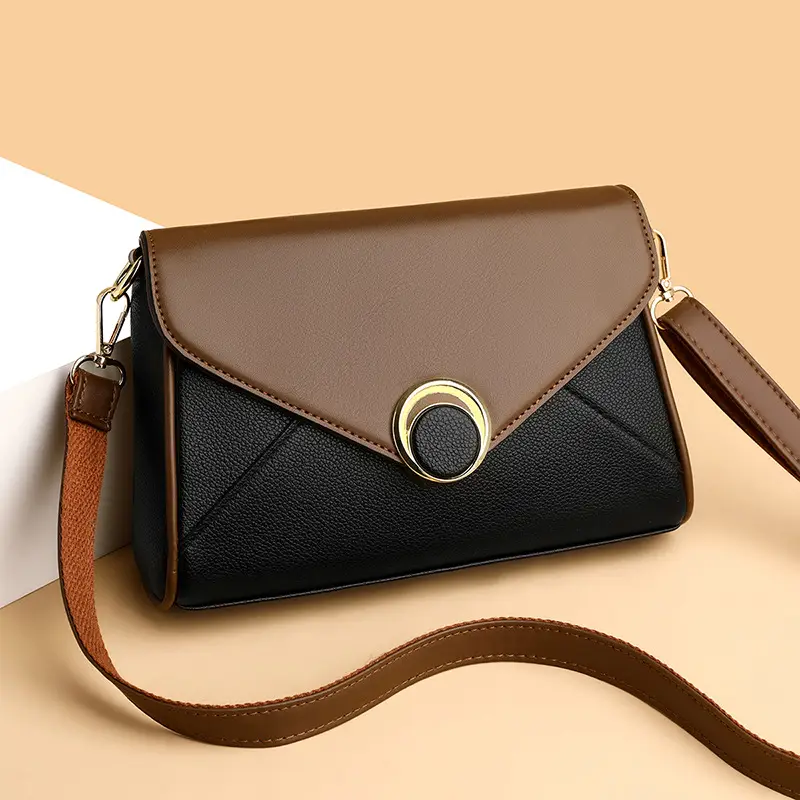 Women's Brown Leather Envelope Crossbody Bag - Image 4