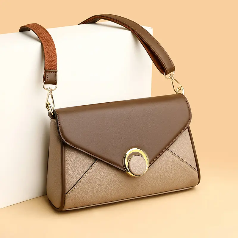 Women's Brown Leather Envelope Crossbody Bag - Image 6