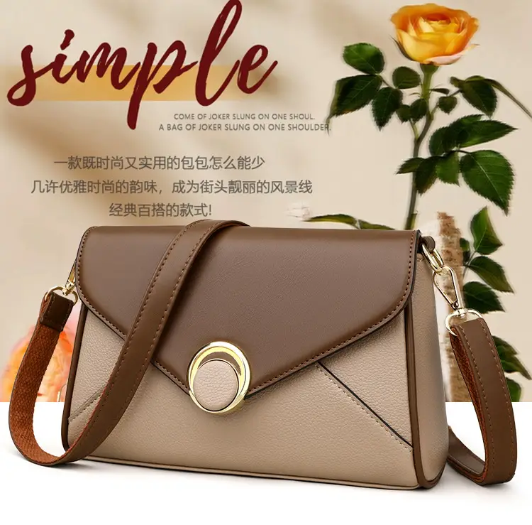 Women's Brown Leather Envelope Crossbody Bag — feature 1