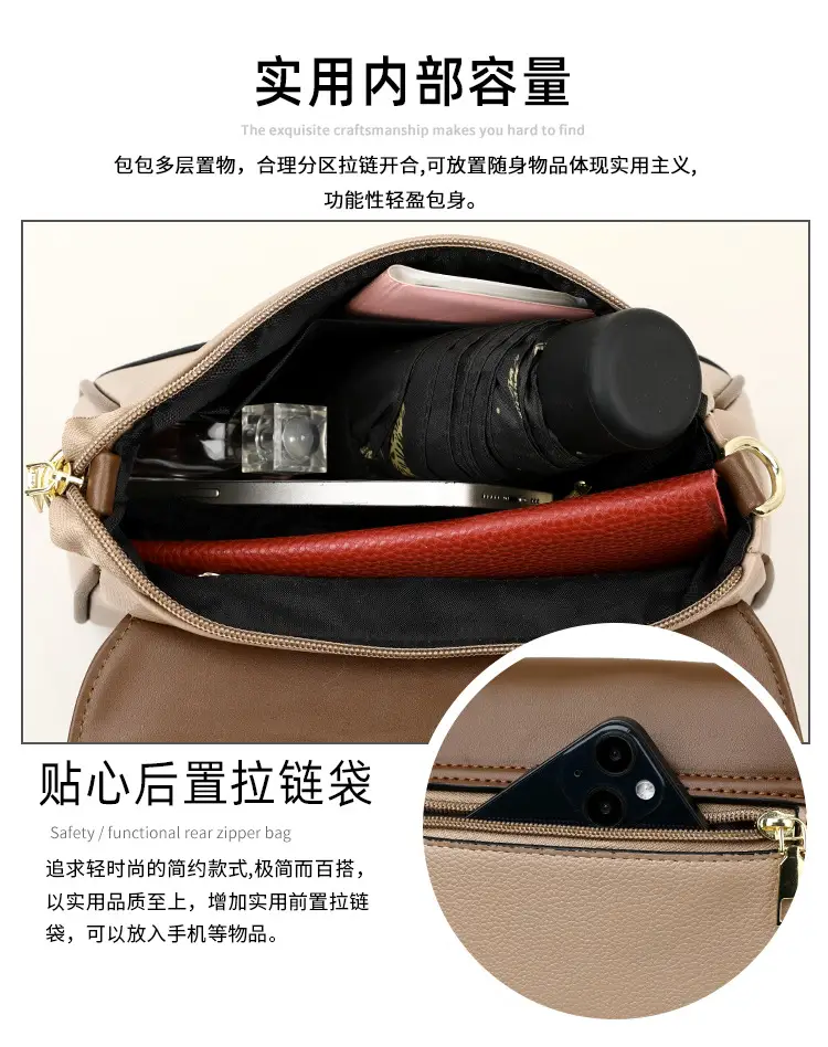 Women's Brown Leather Envelope Crossbody Bag — feature 9