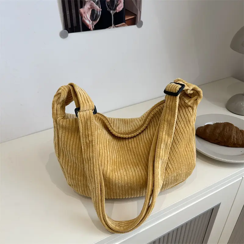 Japanese Style Corduroy Shoulder Bag for Women - Image 9