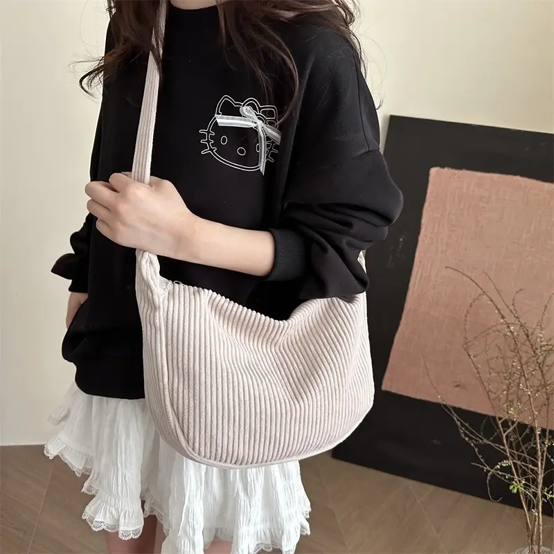 Japanese Style Corduroy Shoulder Bag for Women - Image 10