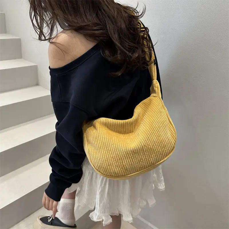 Japanese Style Corduroy Shoulder Bag for Women - Image 12