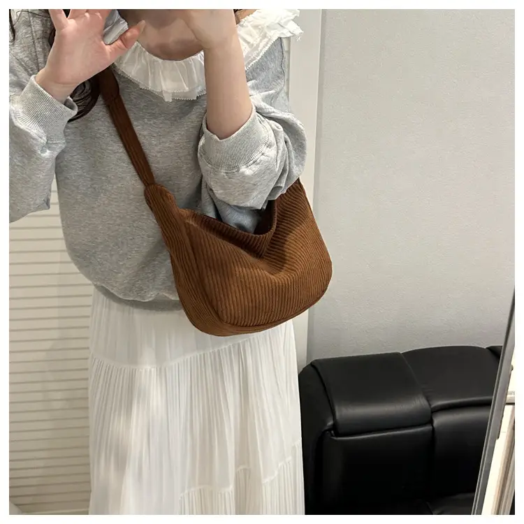 Japanese Style Corduroy Shoulder Bag for Women — feature 30